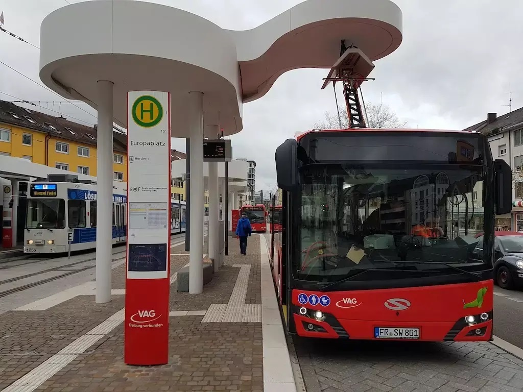 Bus recharging at EV charging station 